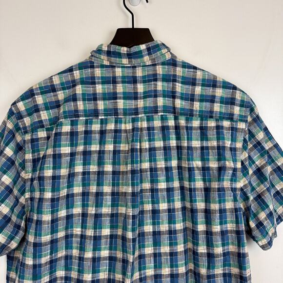 Carbon2Cobalt Mens Cotton Plaid Button Down Shirt Blue - L - Picture 6 of 8